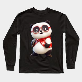 Cute Animal Characters Art 6 -panda- Long Sleeve T-Shirt